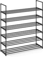 SONGMICS Shoe Rack, 6-Tier Shoe Organizer, Metal Storage Shelf, Upright or Upside Down, for 24-30 Pairs, Stackable, for Entry