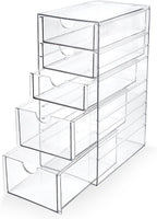 Prsildan Acrylic Drawer Makeup Organizer with 5 Drawers, Hair Accessories Organizer, Office Desk Organization, Clear Stackabl