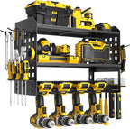 SPACECARE Power Tool Organizer, Drill Holder Wall Mount with 2 Side Pegboards with Hooks, 3 Layer Garage Organization Heavy D