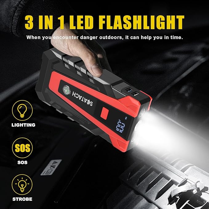 Scatach 5000A Jump Starter, 12V Jump Starter Battery Pack Portable (up to 9.0L Gasoline and 7.0L Diesel Engine), Car Battery
