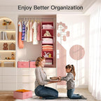 Pipishell Hanging Closet Organizer 6-Shelf, Hanging Shelves for Closet with 3 Removable Drawers & Side Pockets for Bedroom, G