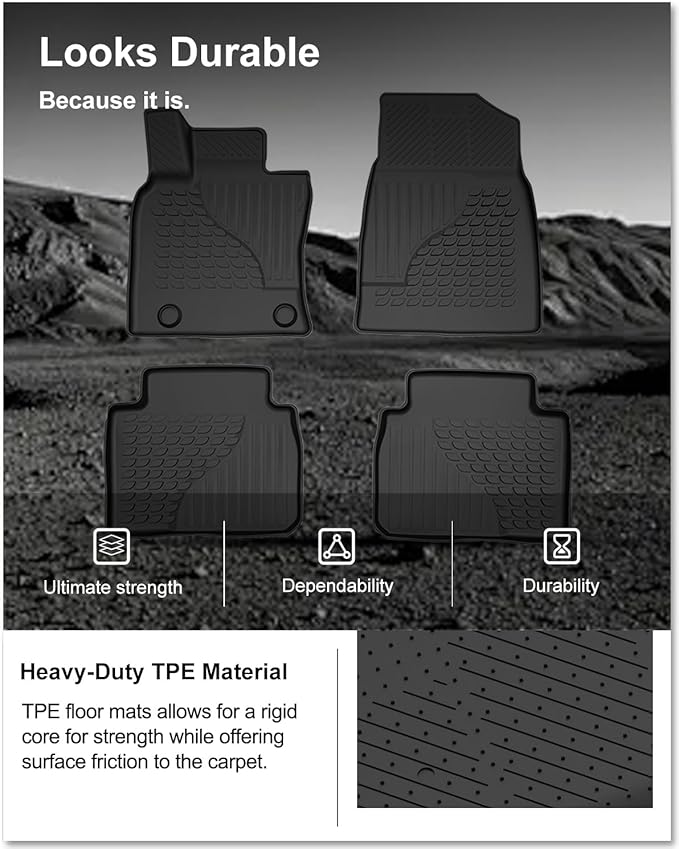 KIWI MASTER Floor Mats for 2018-2024 Toyota Camry, OEM Replacement ‎PT908-03180-20, Custom Fit All Weather Car Mats, Heavy Duty TPE Floor Liners, Front & Rear 2 Row, Black