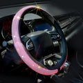 ChuLian New Diamond Leather Steering Wheel Cover with Bling Bling Crystal Rhinestones, Universal Fit 15 Inch Car Wheel Protec