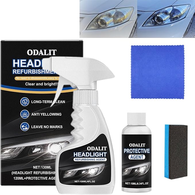 ODALIT Headlight Refurbishment Kit, Professional Headlight Cleaner, ODALIT Headlight Restore Kit, Brings Headlights Back to L
