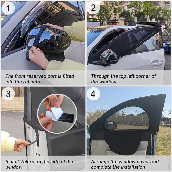 Upgrade Stretchable&Breathable SUV Car Window Shade - Oversize Double Mesh for Heat Shading and Bug&UV Protection - Car Must Have Privacy Shades for Cars,Truck,SUV When Camping (Rear window/2pcs)