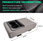 Car Center Console Armrest Pillow, Memory Foam Auto Armrest Box Cover with Cup Holder & Phone Holder, Waterproof Leather Arm Rest Protector Cushion, Interior Car Accessories (Gray)