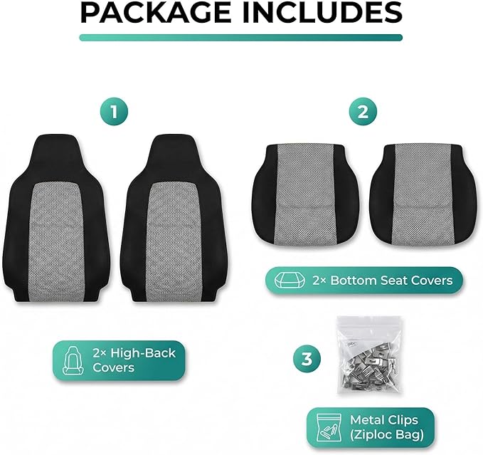 FH Group Automotive Front Car Seat Covers for SUV, Trucks, Sedan and More - Universal Fit Front High Back Design Interior Acc