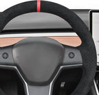 MEWANT Hand Stitched Steering Wheel Cover for Tesla Model 3 2017-2023 / Model Y 2020-2023 for Tesla Model 3/Y Accessories