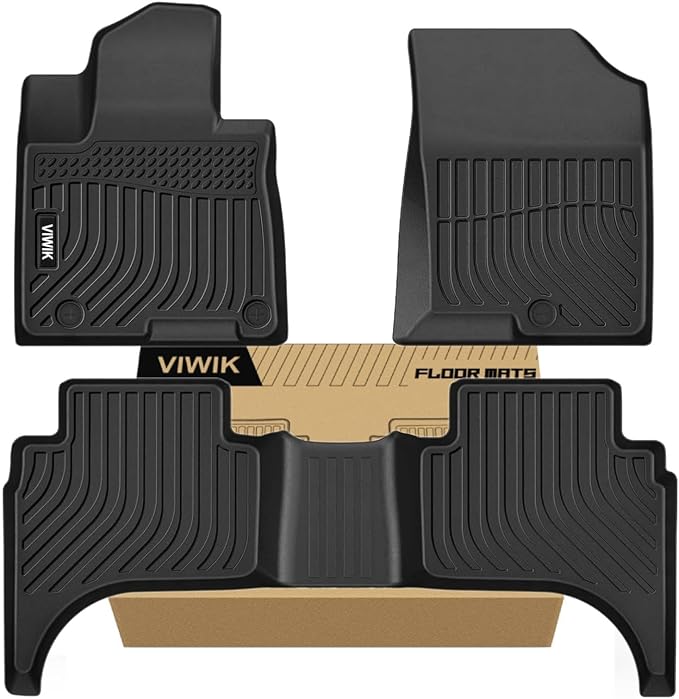 VIWIK Custom Fit Floor Mats for Hyundai Santa Cruz 2022-2026, 1st & 2nd Row All Weather Protection, 3D Scanning Design, Non Slip, Waterproof, Durable TPE Material
