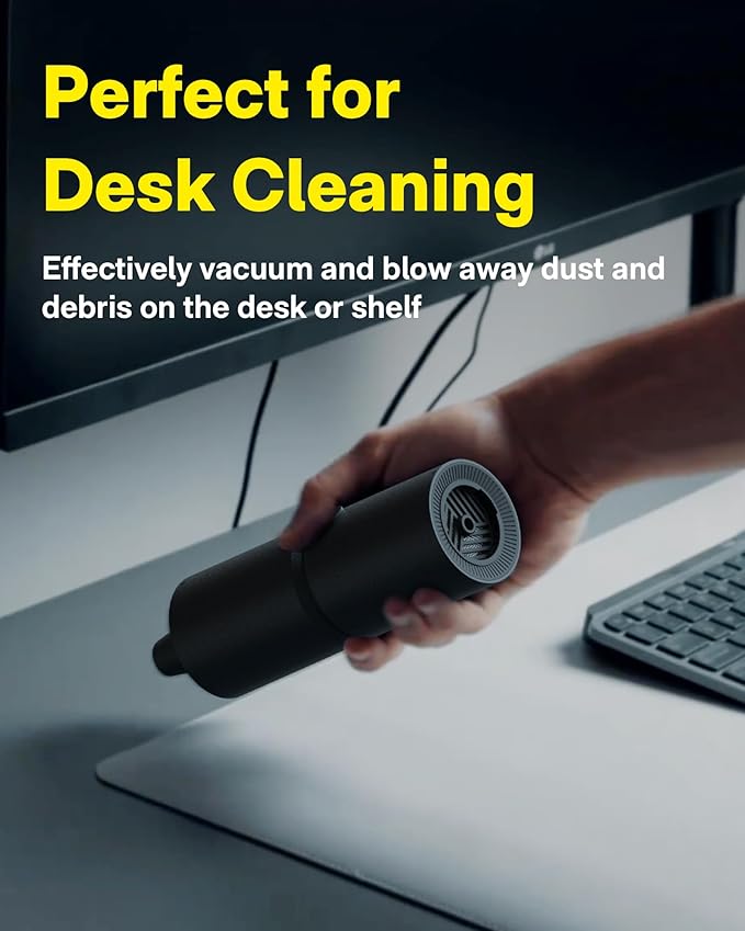 HOTO Handheld Vacuum Cleaner Cordless, Desk Vacuum Cleaner Compressed Electric Air Duster 15000Pa Suction, 4-in-1 Portable Vo