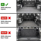 LASFIT Cargo Mat & Backrest Mats for Toyota 2025-2026 4Runner Hybrid(Not Fit Gasoline), All Weather TPE Custom Fit Easy Clean Trunk Mat for 4 Runner 2025 2026 6th gen Hybrid Trunk Mat, Black