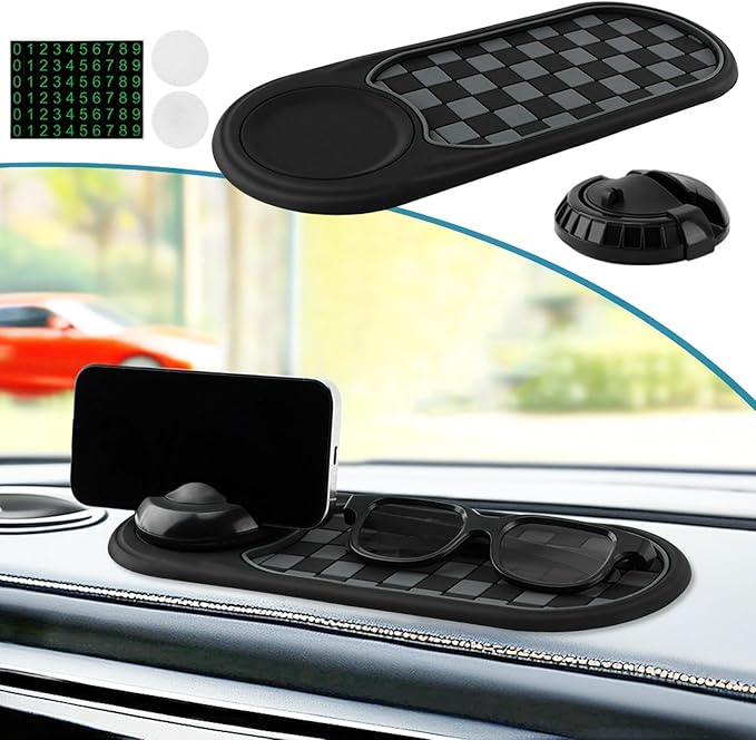 Multifunction Car Anti-Slip Mat, Car Dashboard Mobile Phone Holder, Anti Slip Mat Phone Holder and Temporary Parking Number P