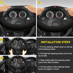Suede Steering Wheel Cover with Upgraded Silicone Inner Ring, Anti Heat, Breathable, Anti-Slip, Leather Universal 14.5 to 15 