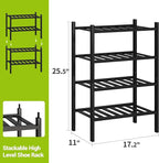 BMOSU 4-Tier Bamboo Small Shoe Rack Premium Stackable Shoe Shelf Storage Organizer for Hallway Closet Living Room Entryway Or