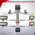 Nilight 16AWG LED Light Bar Wiring Harness Kit 12V On/Off 2 Gang Rocker Switch Panel Power Relay Blade Fuse 5Pin Toggle Switches for Cars Boat ATV Trucks-4 Leads