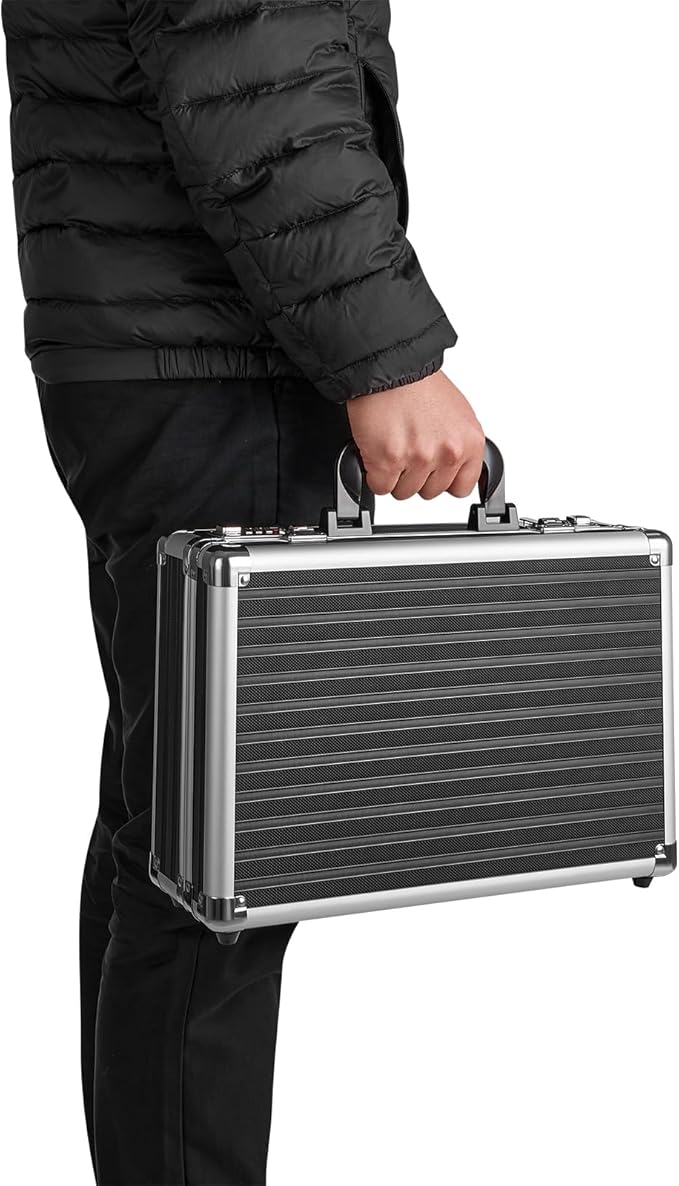 LOCKCURX File Organizer Storage Box - 14.2 x 9.4 x 4.5 Inch Medium, Portable Locking Storage Totes with Dual Combination Lock