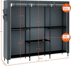CASAMAYA Clothes Rack, Portable Closet, 81.5 Inch Large Capacity Wardrobe Closet, Clothes Storage Organizer with Shelves and 
