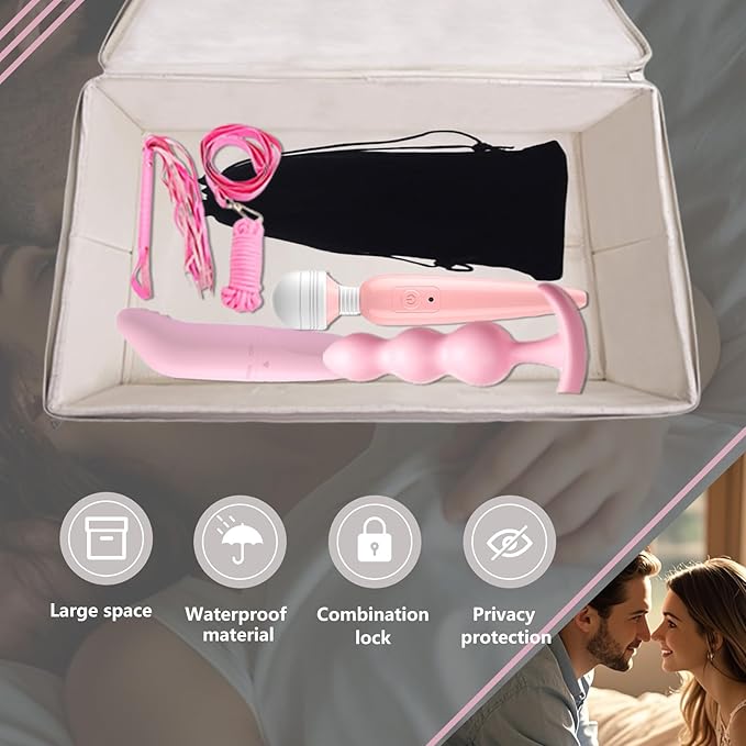 Locking Adult Game Toy Storage Organizer Lock Box Toy Storage Bins Women and Men Game Toys Storage Bags with 4 Drawstring Bag