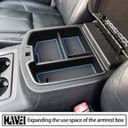 Center Console Organizer Compatible with 2007-2014 Chevy Silverado GMC Sierra Avalanche Tahoe Suburban Yukon Yukon XL Accessories, Floor Mounted Center Console ONLY,Blue Trim