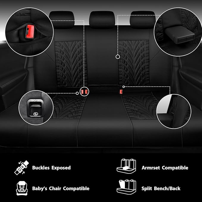 CAR PASS Neoprene Waterproof Seat Covers Full Sets, Wetsuit Car Seat Covers 5 Seats Universal Fit for Vans, Truck, SUV, 3D Ty