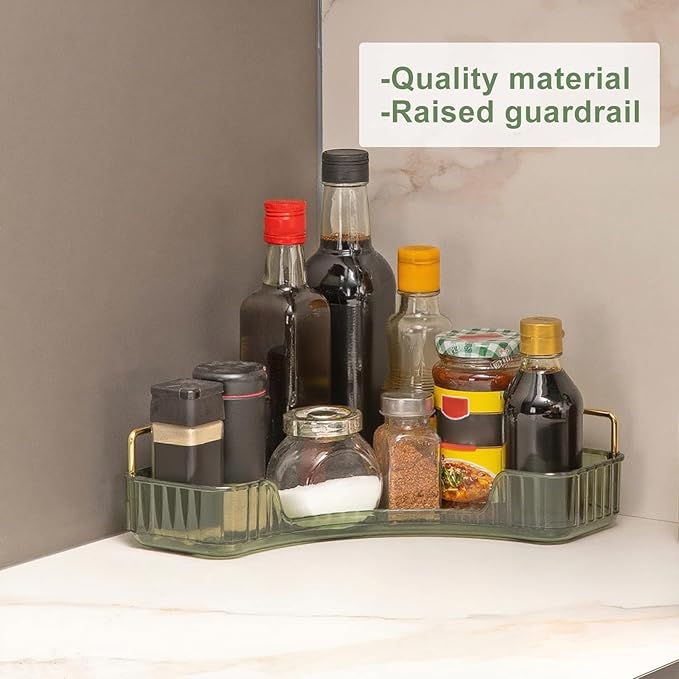 INVSSENE Corner Bathroom Countertop Organizer, Vanity Organizer Trays for Counter, Makeup Organizers, Perfume Tray, Skincare 