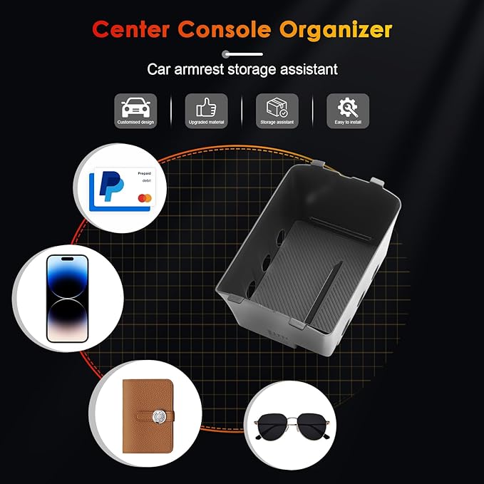 for 2026 Hyundai Palisade Center Console Organizer ONLY for 2026 Palisade Hybrid Calligraphy 7-Seater Armrest Box Secondary Storage Glove Box Accessories (2026 Palisade Lower Console Organizer)
