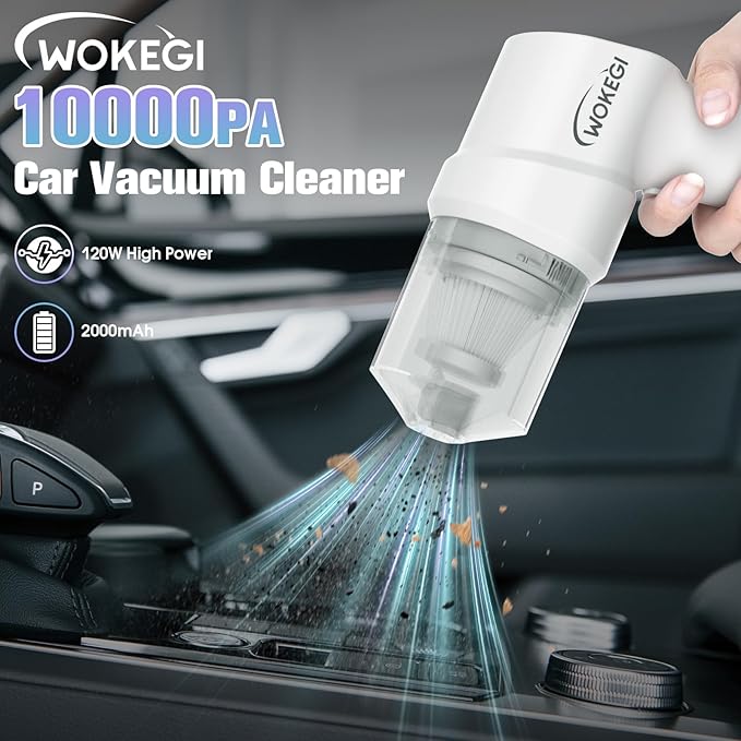 Handheld Mini Car Vacuum, 10000PA Cordless Portable Vacuum with 2000mAh Battery, 3 in 1 Small Vacuum Cleaner & Air Duster wit