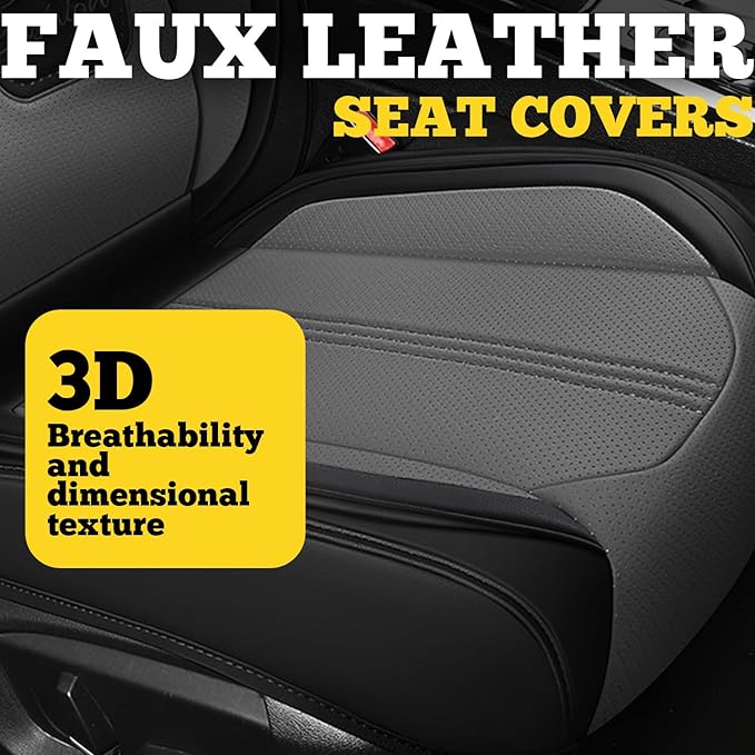 LINGVIDO Car Seat Covers for Front Seats (2 Seats) - Premium Perforated Nappa Leather,Waterproof Shield, Omni-Adapt Fit for S