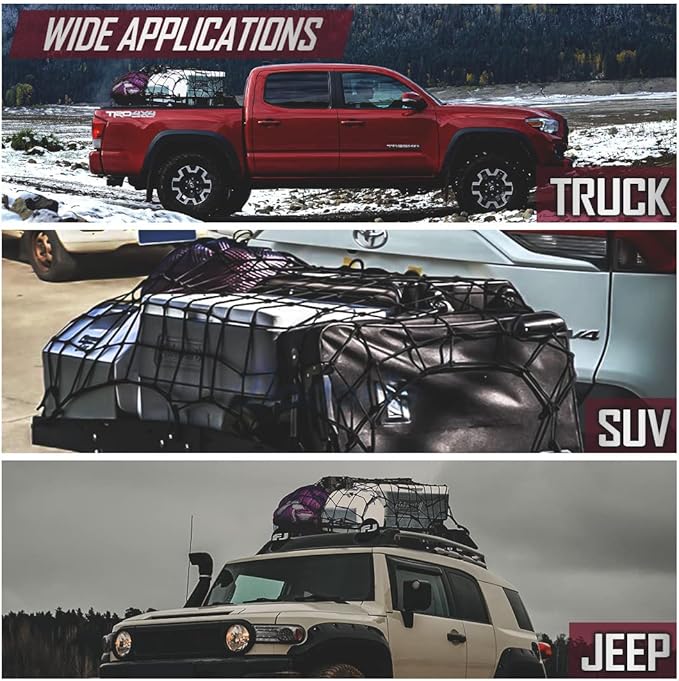 Cargo Net for Pickup Truck Bed-4' X 6' Stretches to 8' X 12'-Bungee Truck Cargo Net for Trucks, SUVs & Cars-4”x4” Mesh Sized Cargo Netting for Car Bed & Roof Rack to Hold Various Loads