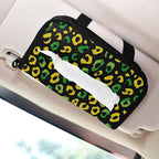Car Tissue Holder Car Visor Organizer Tissue Box Holder for Car Sun Visor Organizer with Car Vehicle Accessories Essentials Interior for Women Men Jamaican Leopard Print Green