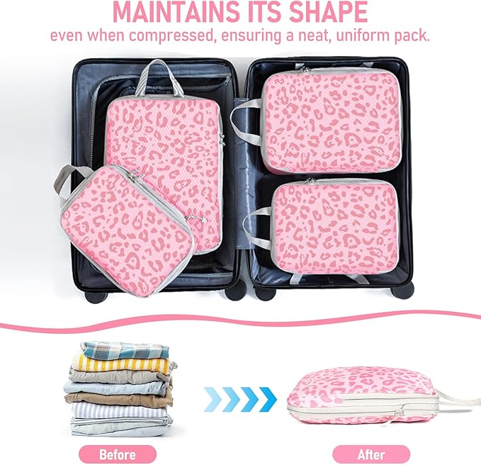 6 Set Compression Packing Cubes, Suitcase Organizer, Lightweight Travel Essentials, Compression Bags For Travel Accessories L