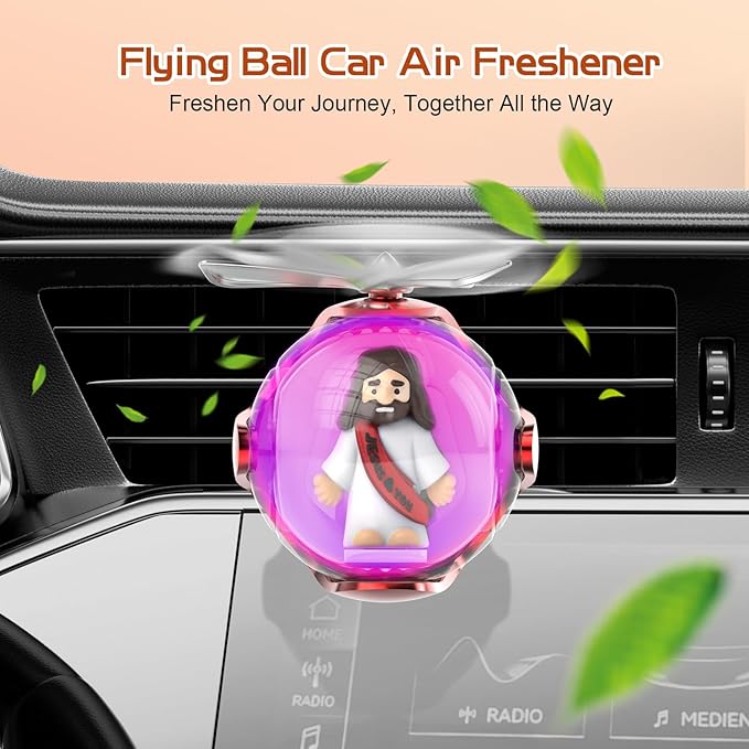 Jesus Loves You Car Air Freshener with 6-Color Auto Light Up & 4 Scented Pads – Light Fragrance, Decorative Auto Accessories,