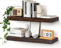 Floating Wall Shelves 24x6.8x1.7 Inch – Solid Wood Rustic Shelves in Walnut Finish – Wall Mounted Display Shelf for Bathroom,