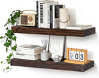 Floating Wall Shelves 24x6.8x1.7 Inch – Solid Wood Rustic Shelves in Walnut Finish – Wall Mounted Display Shelf for Bathroom,