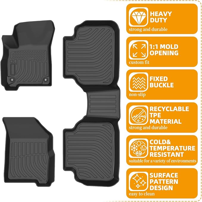 Floor Mats for Dodge Journey 2011 2012 2013 2014-2016 2017 2018 2019 2020, TPE 2015 Q5 Floor Mats 1st & 2nd Row, TPE Waterproof Summer Winter Non-Slip All Weather Floor Liners Car Accessories