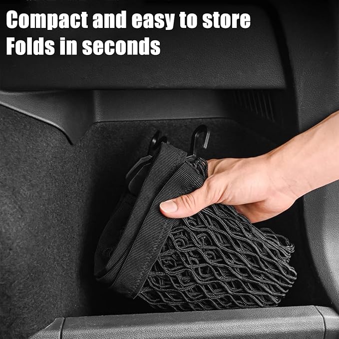Heavy Duty Envelope Cargo Net, Stretchable Trunk Organizer with Metal Hooks, Adjustable Storage Net for SUV Car Compatible wi