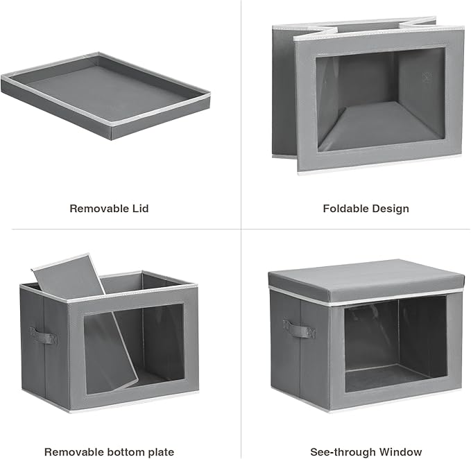 Homsorout Storage Bins with Lids, 3 Pack Large Storage Cubes with Window, Closet Bins with Lids & Handles, Fabric Box for Org