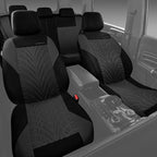 CAR PASS Car Seat Covers Full Sets, Front & Split Rear Bench for Car, 3D Tyre Embossed Automotive Interior Covers, Airbag Com