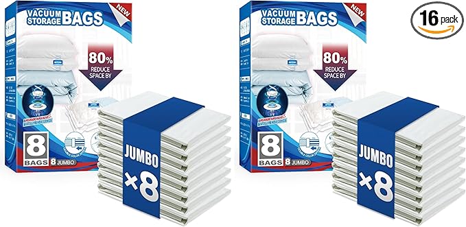 TAILI 16 Pack Vacuum Storage Bags for Comforter and Blankets, Jumbo Vacuum Seal Bags for Bedding 40x31 Inch, Space Saver Bags