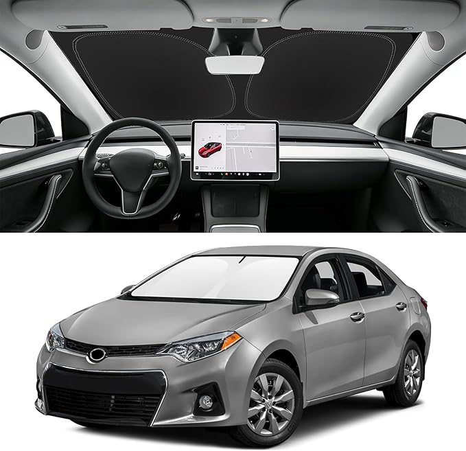 Custom Fit Windshield Sun Shade for Toyota Corolla 2014-2019, Blocks UV & Heat, Front Window Sunshade Accessorie, Easy Fold & Store Keep Your Car Cooler