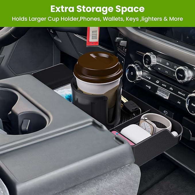 Kaishengyuan Front Center Seat Headrest Organizer Compatible with 2011-2025 2026 Ford F150 F250 F350 F450 F550 F650 Accessories, Compartment Tray Container Storage Box with Cup Holder(Jump Seat Only)