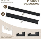 Fun Memories 40 Inch Floating Shelves for Wall - Wall Shelves with Lip Set of 4 - Nursery Bookshelf for Storage - Picture Led