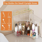 Webetop Corner Makeup Organizer for Vanity, 2 Tier Bathroom Cosmetics Organizer Countertop with Make up Brush Holder Corner C