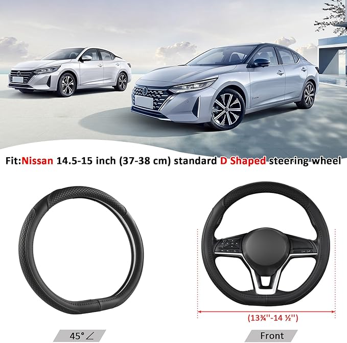 West Llama Customized Auto Car Steering Wheel Cover for Nissan,D Shaped Steering Wheel Cover for Rogue,Altima,Kicks (D-Shaped