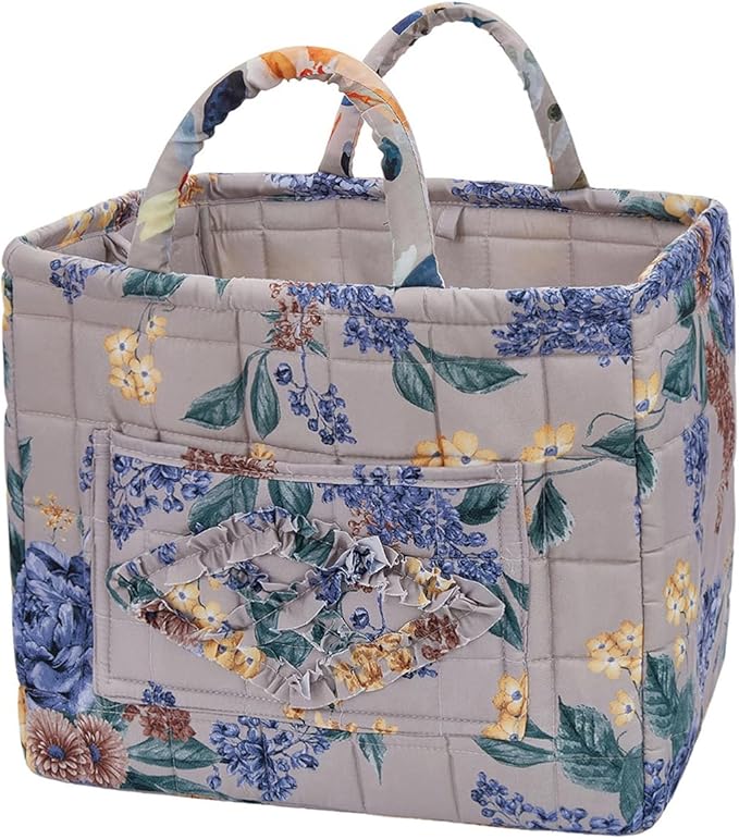 Boho Fabric Storage Basket, Large Capacity Laundry Basket, 12.2'' x 10.23'' x 10.23'' Collapsible Laundry Hamper with Easy Ca