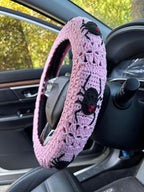Crochet Spider Steering Wheel Cover Universal 14-15 inch (B,Wheel Cover+2 Belt Cover)