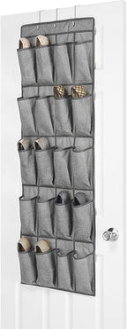 Whitmor 20 Pocket Over the Door Shoe Bag Crosshatch Gray