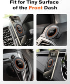 OQTIQ Magnetic Car Phone Mount Holder, Dashboard Mount with 3M Adhesive, Black Carbon Fiber, Aluminum, MagSafe Compatible for iPhone 17/16/15/14/13/12, 360-Degree Adjustable, 2 Pack (Orange-2 Pack)