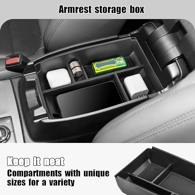 2PCS Center Console Organizer Compatible with Ford Escape 2020-2025 2026 Armrest Storage Box and Dashboard Tray Behind 8-inch