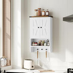 MAHANCRIS Bathroom Wall Cabinet, Farmhouse Medicine Cabinet with Adjustable Shelf, 3-Tier Wall-Mounted Storage Cabinet with 3